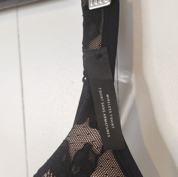 Tivoglio Black Lace Wireless T-shirt Bra Size 38H Wire Free Lightly Lined Sexy - Picture 5 of 11
